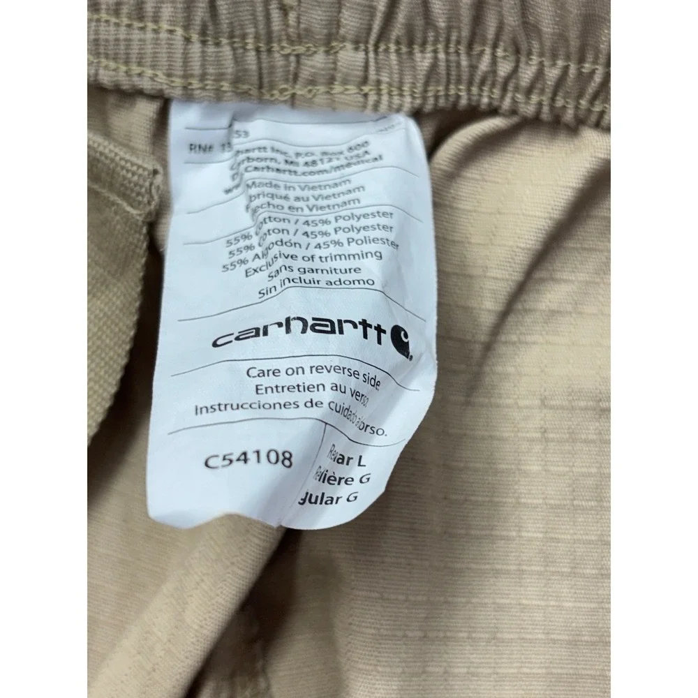 Carhartt Mens Ripstop Cargo Pants Tan Khaki Wide Leg Elastic Waist C54108 Large